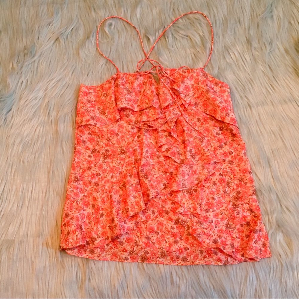 Banana Republic Floral Silk Ruffle Strappy Cami XS - Picture 3 of 7
